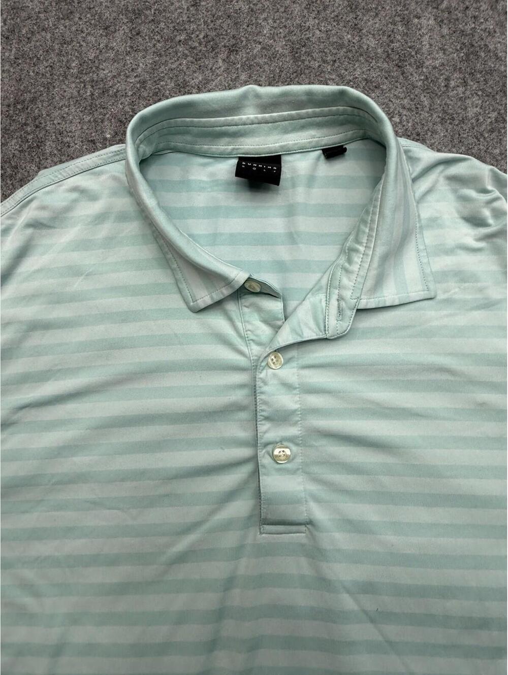 Dunning Golf Polo Performance Men's XL Teal Striped Shirt Short Sleeve Summer